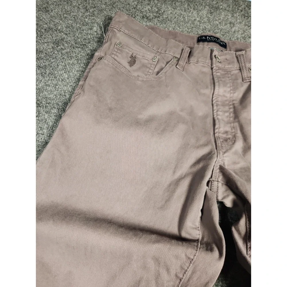 US Polo Assn Mens Pants 36x30 Activate Stretch Slim Straight Chino Mauve Taupe